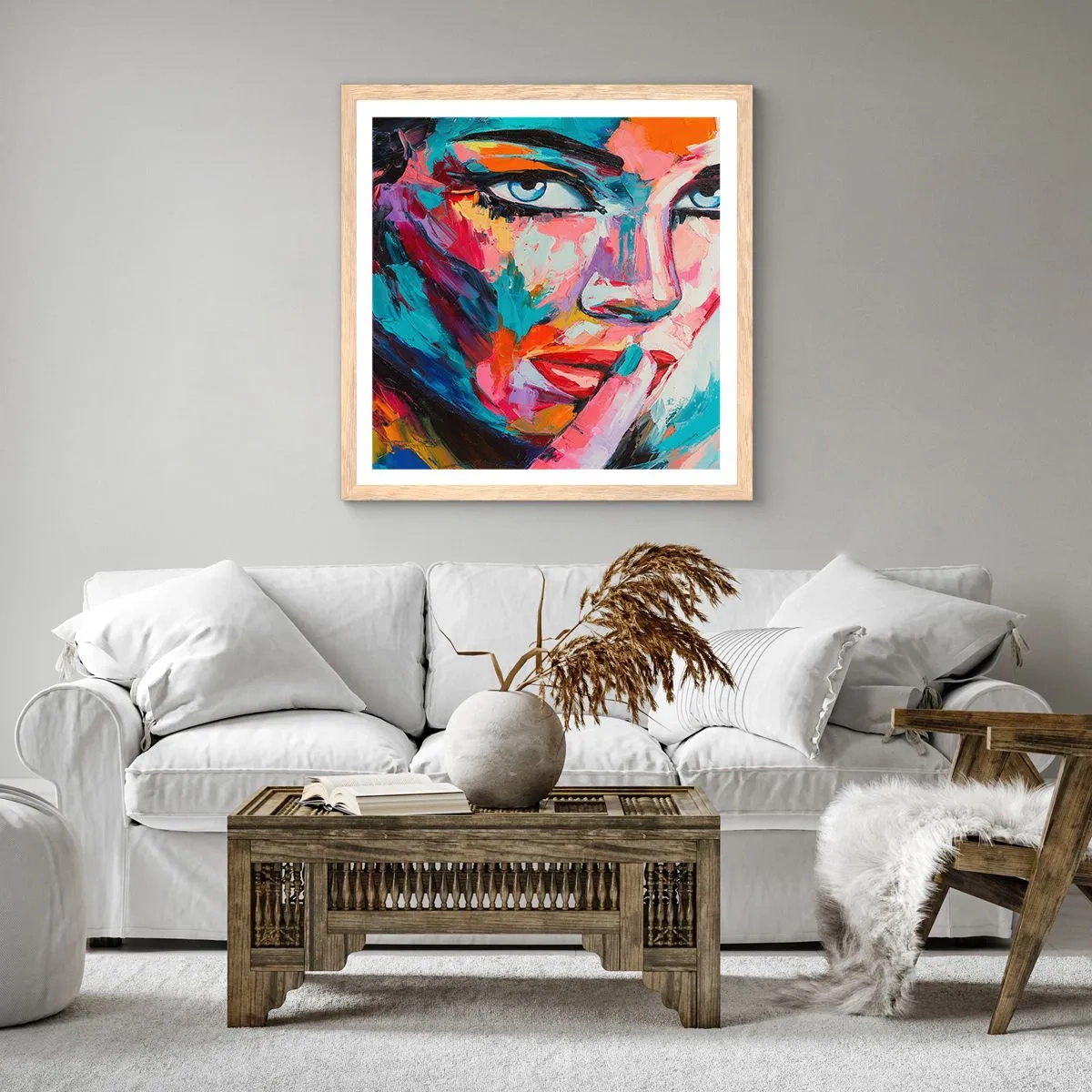 Poster in einem Rahmen aus heller Eiche - Unser erstes Geheimnis - 60x60 cm