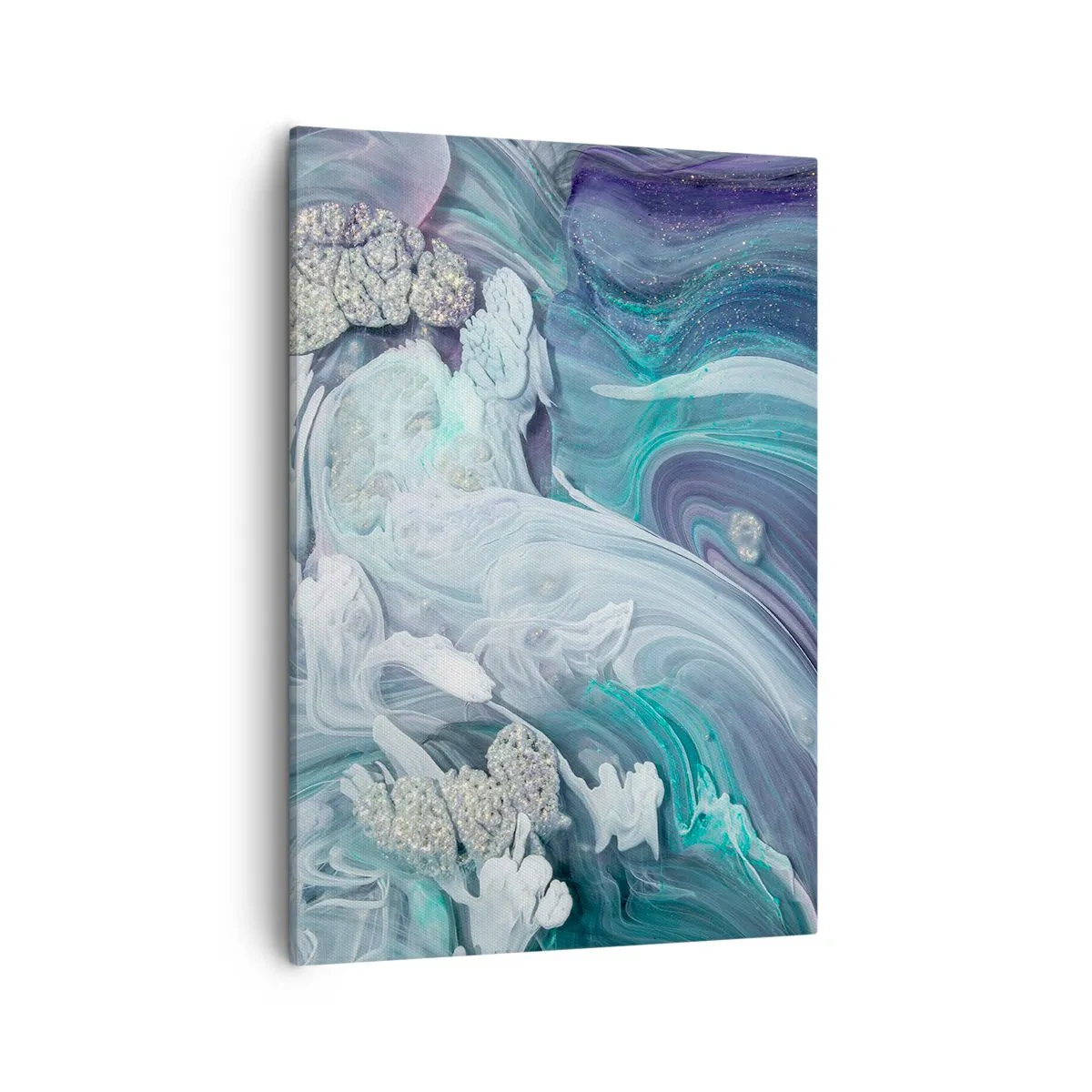 Bild auf Leinwand - Leinwandbild - Abstrakte Wirbel in Blau- und Weißtönen - 50x70cm - Strömungen von Himmelblau - Moderne Wanddekoration für Wohnzimmer und Schlafzimmer ARTTOR