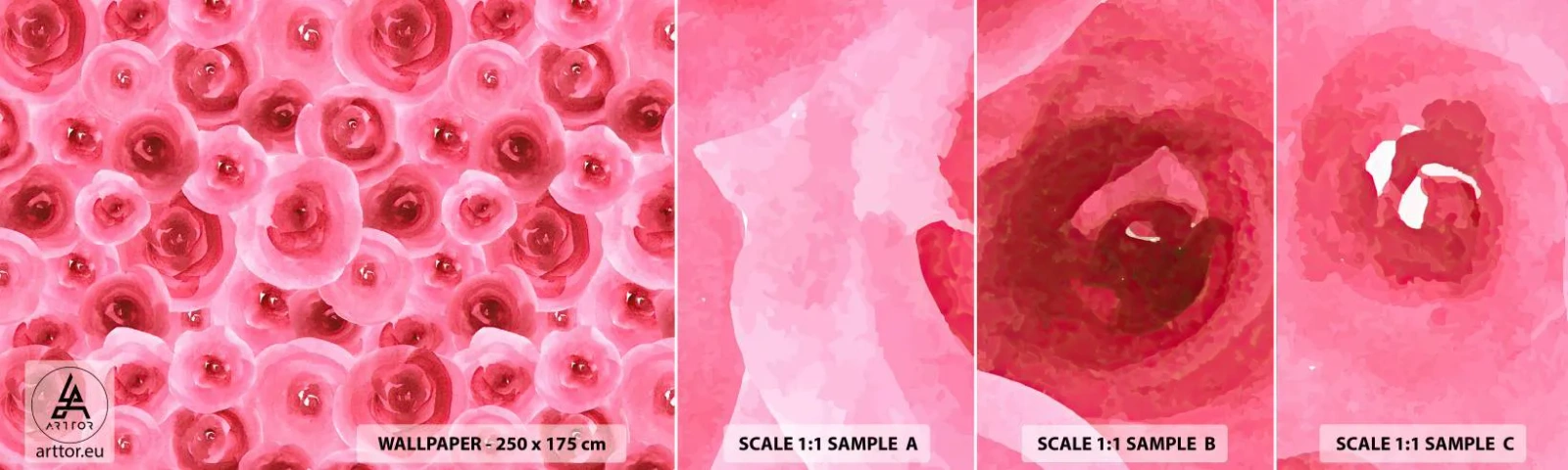 Fototapetenmuster Standard Eco - Oben und unten Rosen - Blumen, Schönheit, Romantik - 100x30 cm