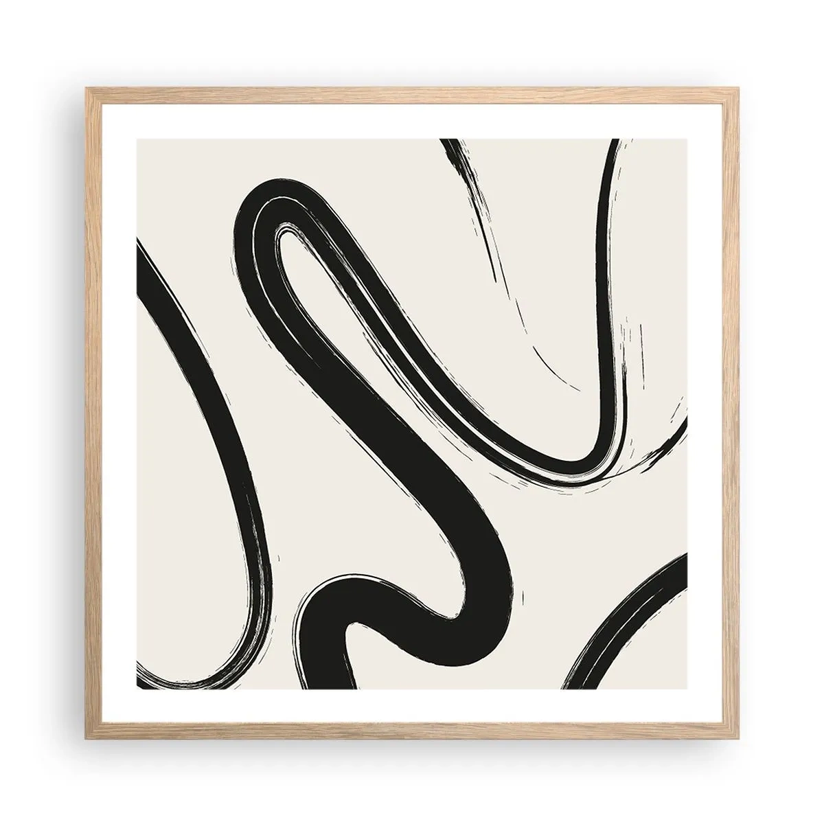 Poster in einem Rahmen aus heller Eiche - Schwarz-Weiß-Laune - 60x60 cm