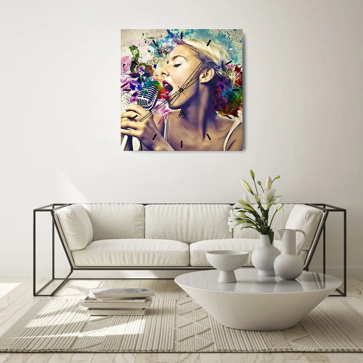 Wanduhr - Glasuhr - Malen Sie die Welt mit Ihrer Stimme - 40x40 cm