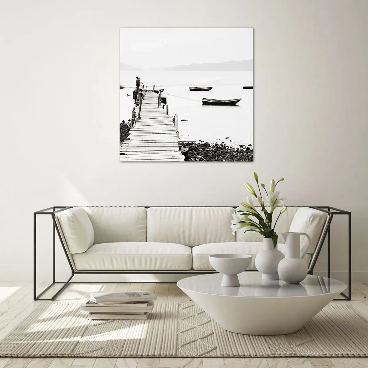 Glasbild - Bild auf glas - Ruhig und sauber über dem Wasser - 50x50 cm