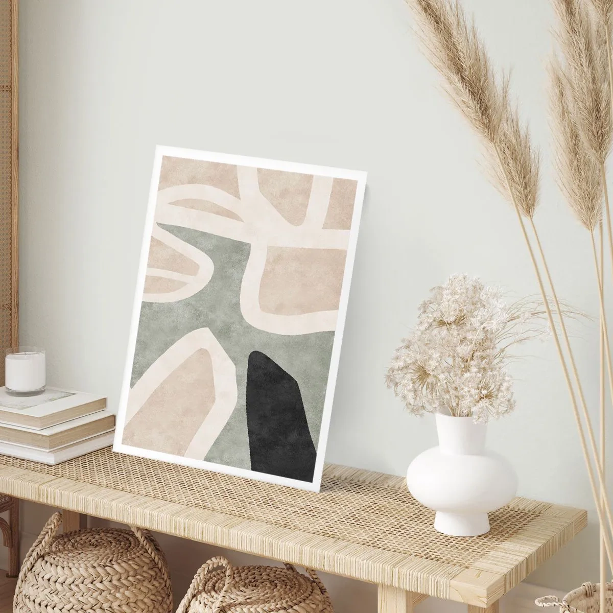 Poster - Abstrakte Farbharmonie - 50x70cm - Komposition mit schwarzem Motiv - Moderne Wanddekoration für Wohnzimmer und Schlafzimmer ARTTOR