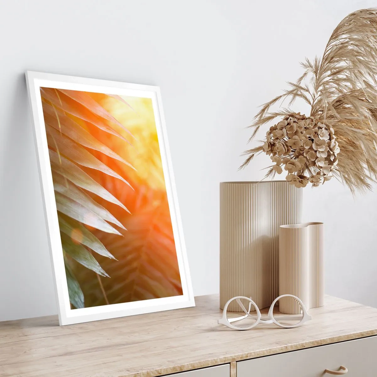 Poster in einem weißen Rahmen - Morgen im Dschungel - 50x70 cm