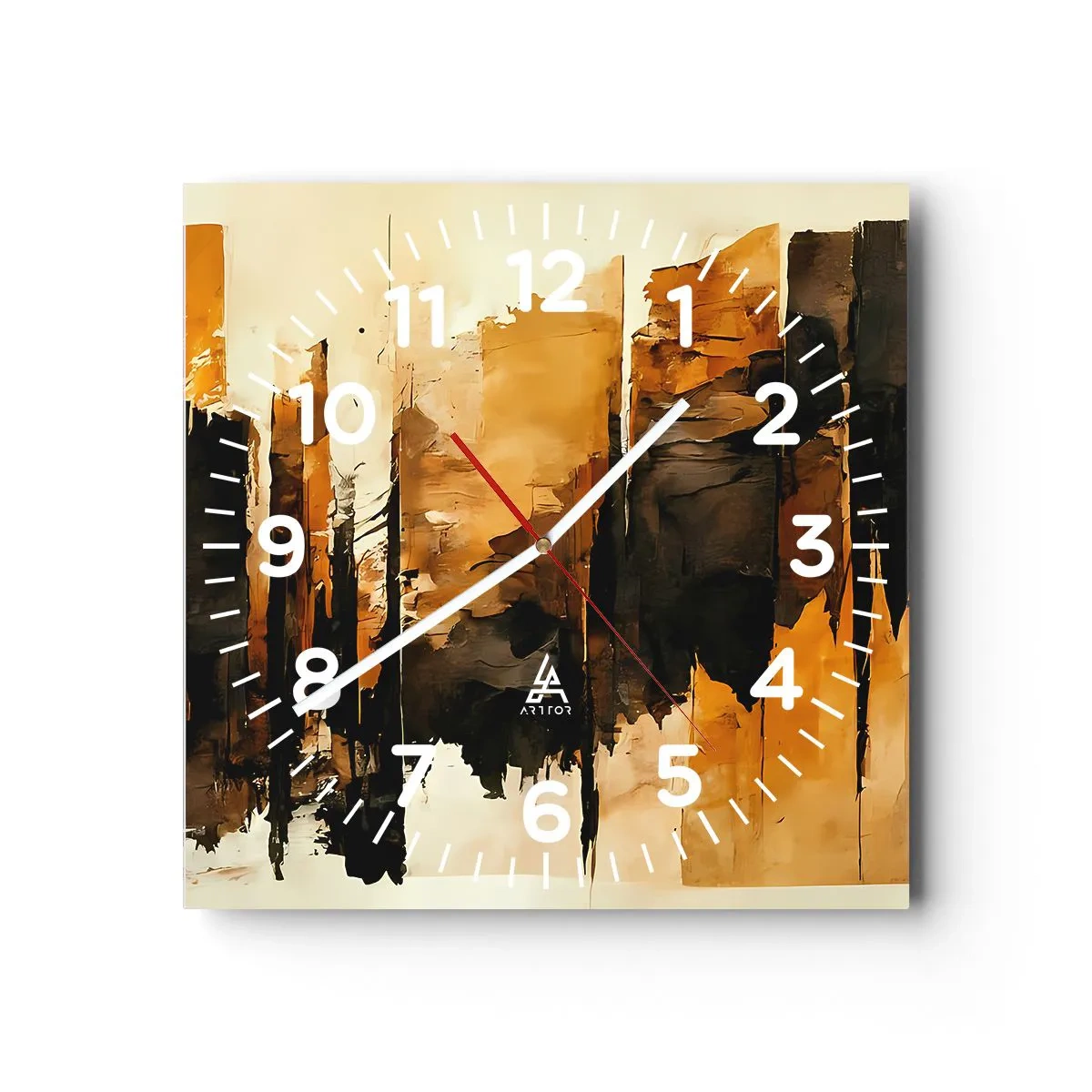 Wanduhr - Glasuhr - Harmonie von Schwarz und Gold - 40x40 cm