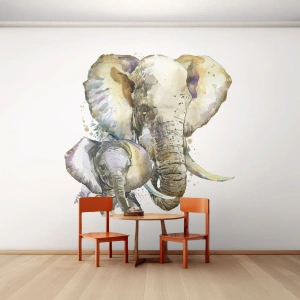 Fototapete Standard Eco - Mama ist kein Zuhause - Tiere, Elefant, Grafik - 450x315 cm