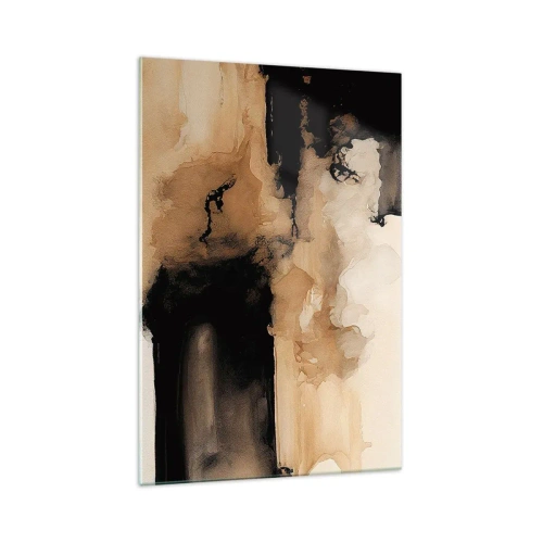 Glasbild - Bild auf glas - Abstrakte Komposition in Braun- und Schwarztönen - 70x100cm - Faszinierende Abstraktion - Moderne Wanddekoration für Wohnzimmer und Schlafzimmer ARTTOR