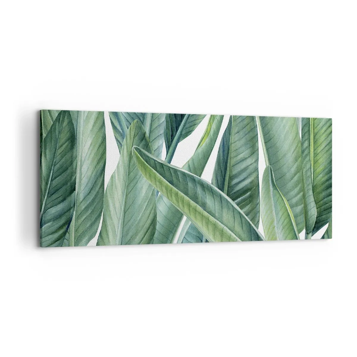Bild auf Leinwand - Leinwandbild - Grüne Blätter im minimalistischen, botanischen Stil - 120x50cm - An und für sich Grün - Moderne Wanddekoration für Wohnzimmer und Schlafzimmer ARTTOR
