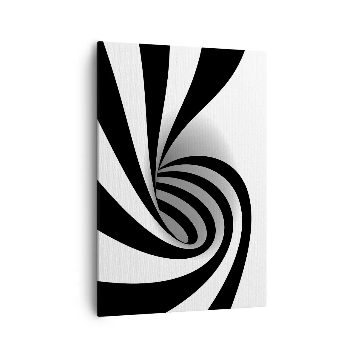 Bild auf Leinwand - Leinwandbild - Abstrakter optischer Wirbel in Schwarzweiß - 70x100cm - Und doch dreht es sich - Moderne Wanddekoration für Wohnzimmer und Schlafzimmer ARTTOR