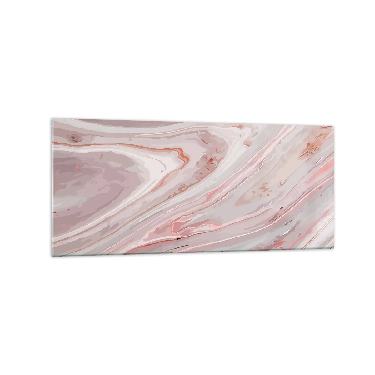 Glasbild - Bild auf glas - Abstrakte Wellen in zarten Rosa- und Beigetönen - 120x50cm - Rosa Flüssigkeit - Moderne Wanddekoration für Wohnzimmer und Schlafzimmer ARTTOR