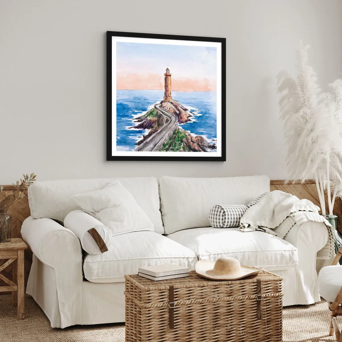 Poster in einem schwarzem Rahmen - Dem Meer zugewandt - 50x50 cm