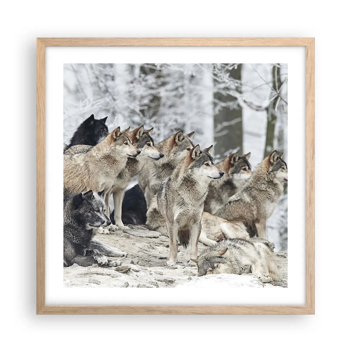 Poster in einem Rahmen aus heller Eiche - Familie und Freunde - 50x50 cm