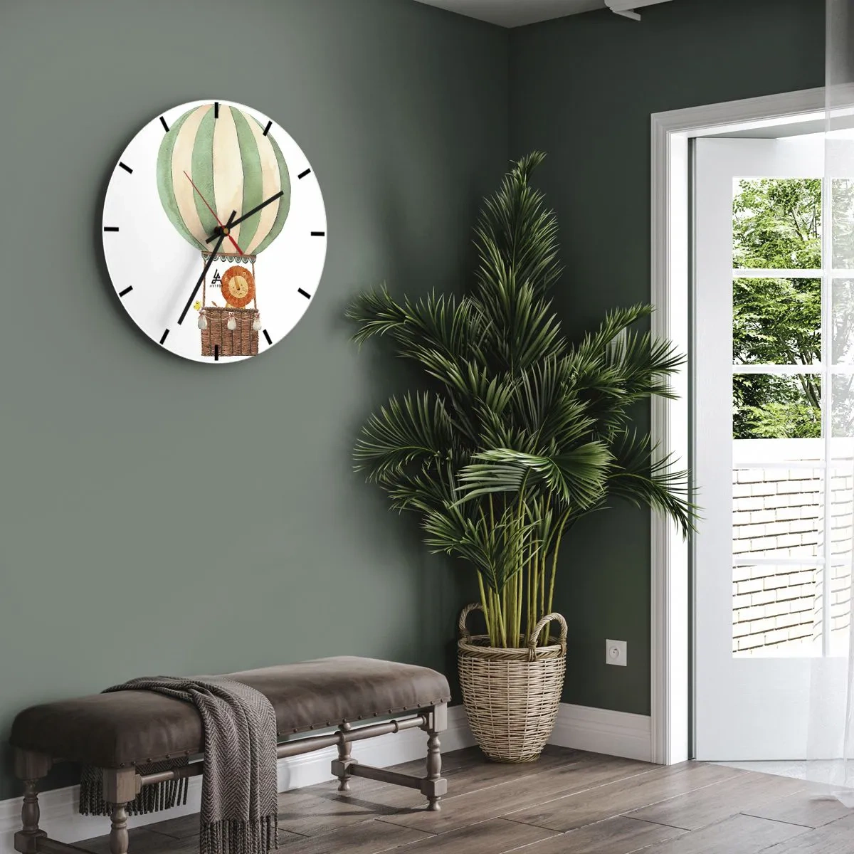 Wanduhr - Glasuhr - Leons Reisen - 40x40 cm