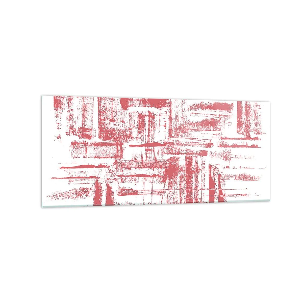 Glasbild - Bild auf glas - Abstrakte rosa Texturen auf weißem Hintergrund - 120x50cm - Die rote Stadt - Moderne Wanddekoration für Wohnzimmer und Schlafzimmer ARTTOR