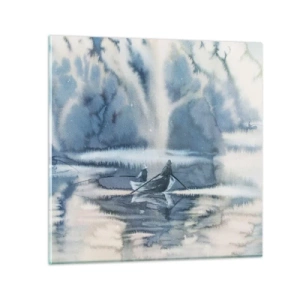 Glasbild - Bild auf glas - Angler in ihrem Paradies - 50x50 cm