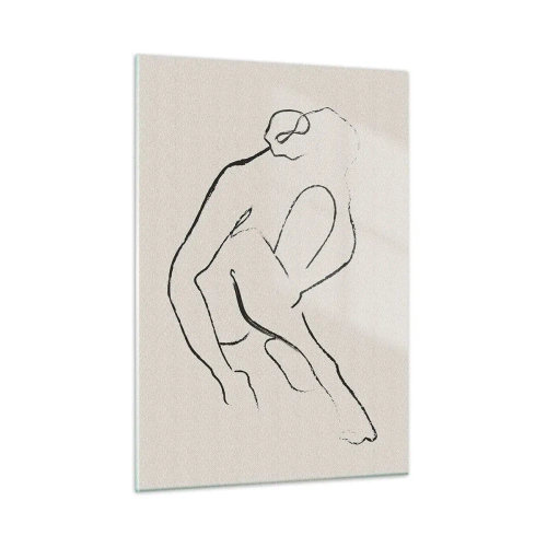 Glasbild - Bild auf glas - Eine minimalistische Skizze einer weiblichen Silhouette in sitzender Position. - 50x70cm - Intime Skizze - Moderne Wanddekoration für Wohnzimmer und Schlafzimmer ARTTOR