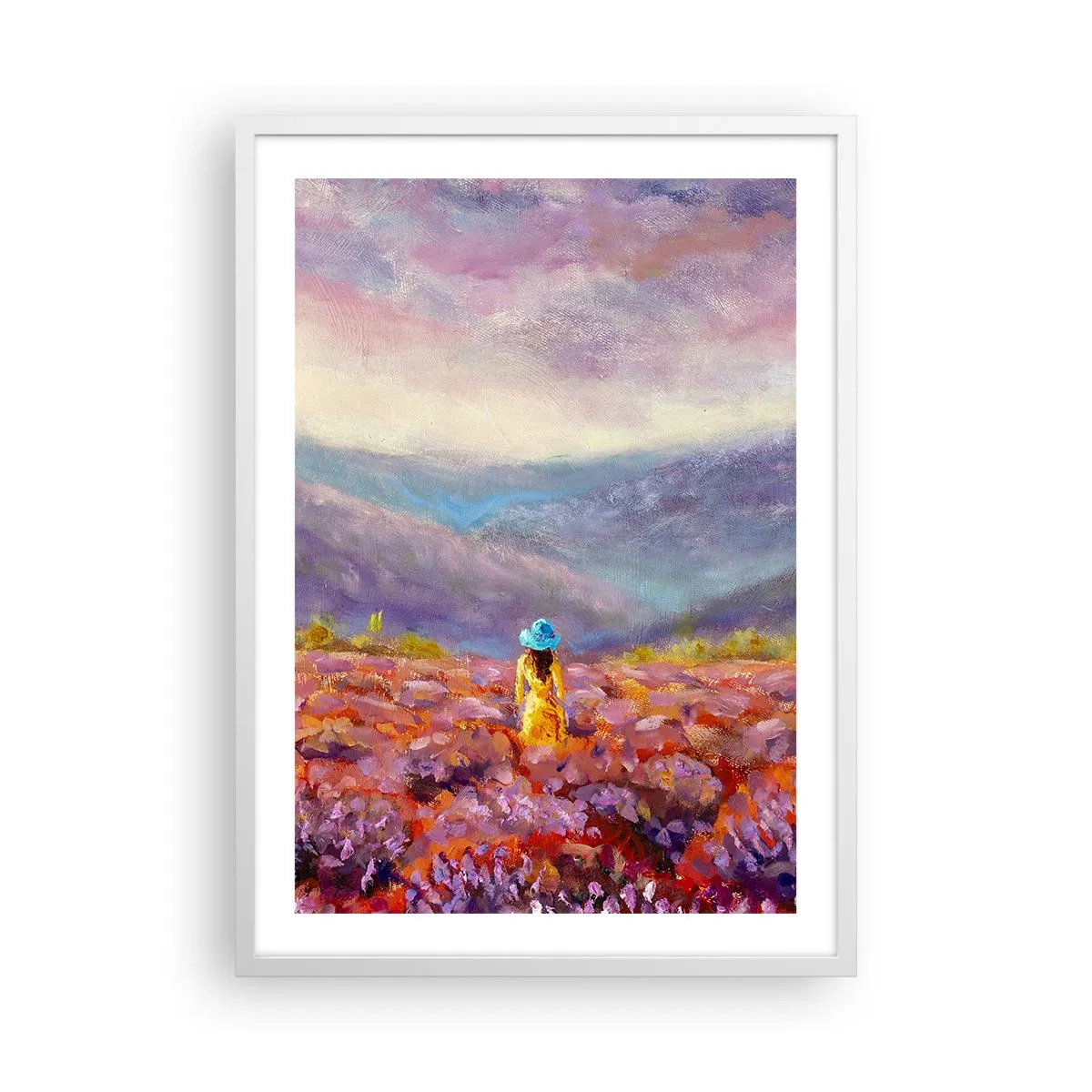 Poster in einem weißen Rahmen - In einer Lavendelwelt - 50x70 cm