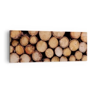 Bild auf Leinwand - Leinwandbild - Stapel gefällter Baumstämme in harmonischer Anordnung - 140x50cm - Ein neuer Anfang - Moderne Wanddekoration für Wohnzimmer und Schlafzimmer ARTTOR