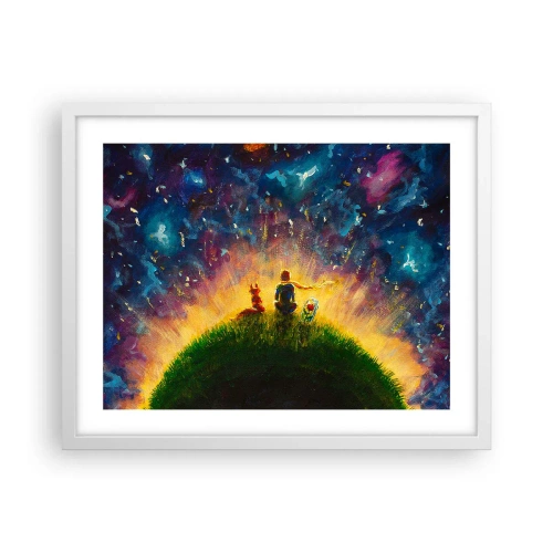 Poster in einem weißen Rahmen - Liebe und Freundschaft - die ganze Welt - 50x40 cm