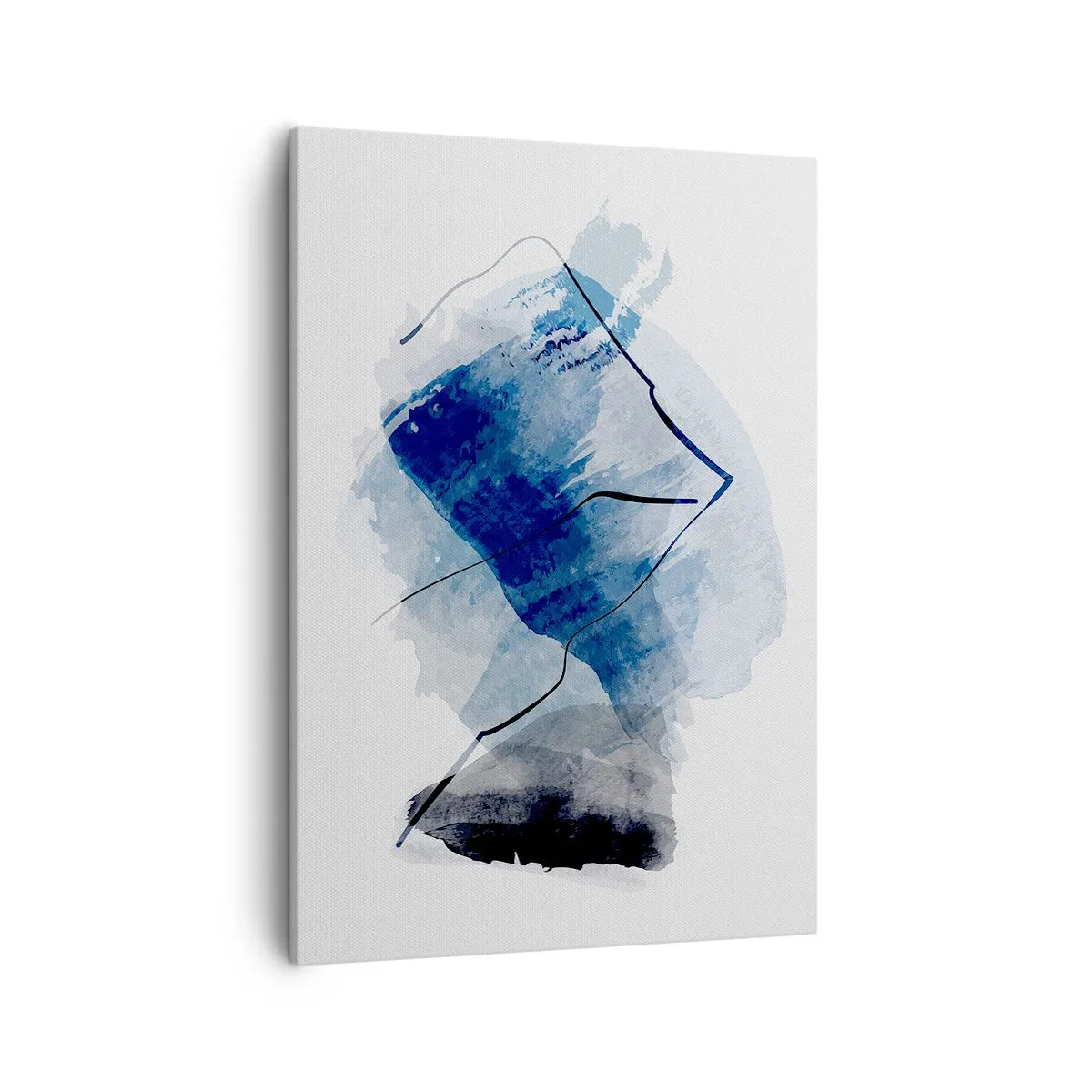 Bild auf Leinwand - Leinwandbild - Abstrakte Formen in Blautönen mit zarten Linien - 50x70cm - Eisberg - Moderne Wanddekoration für Wohnzimmer und Schlafzimmer ARTTOR