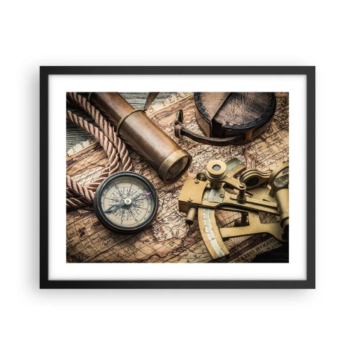 Poster in einem schwarzem Rahmen - Setze Sie einen Kurs - 50x40 cm