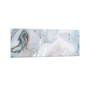 Glasbild - Bild auf glas - Abstrakte Wellen in Blau- und Weißtönen - 140x50cm - Das Weiß wird erhoben - Moderne Wanddekoration für Wohnzimmer und Schlafzimmer ARTTOR