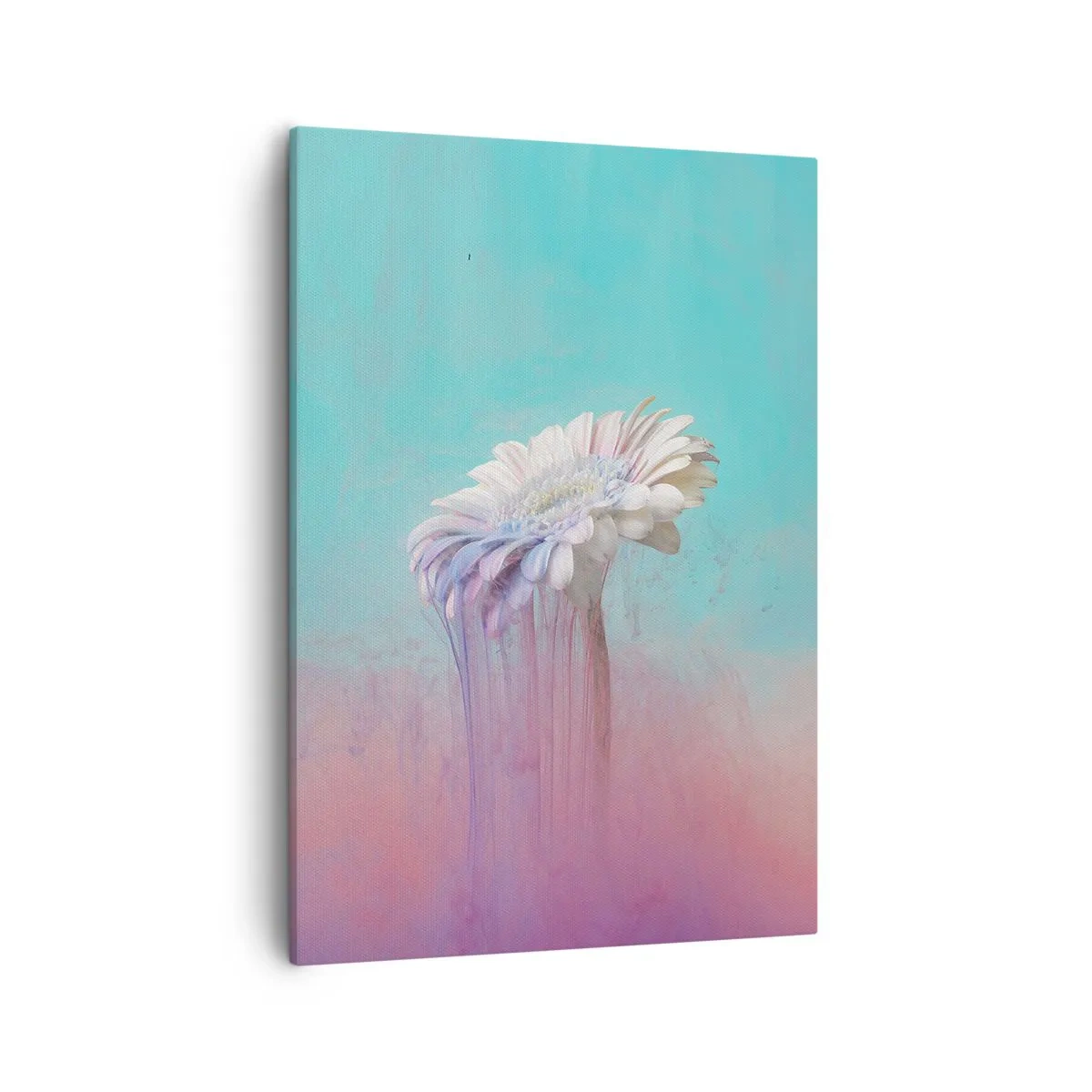 Bild auf Leinwand - Leinwandbild - Pastellfarbene Gerbera mit Unschärfeeffekt - 50x70cm - Blumenunterwelt - Moderne Wanddekoration für Wohnzimmer und Schlafzimmer ARTTOR