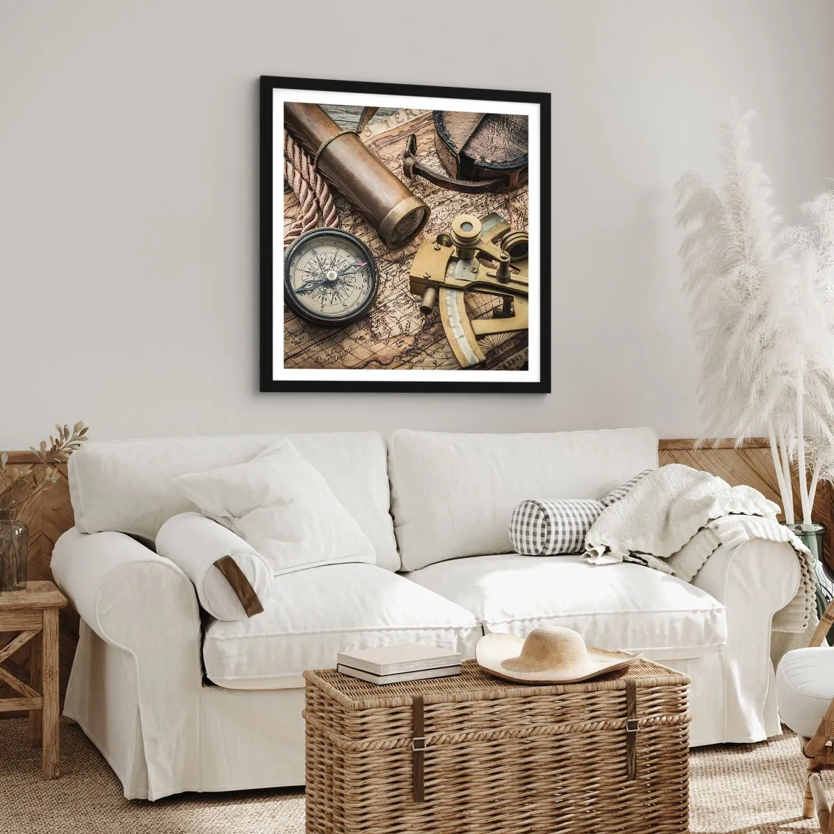 Poster in einem schwarzem Rahmen - Setze Sie einen Kurs - 60x60 cm