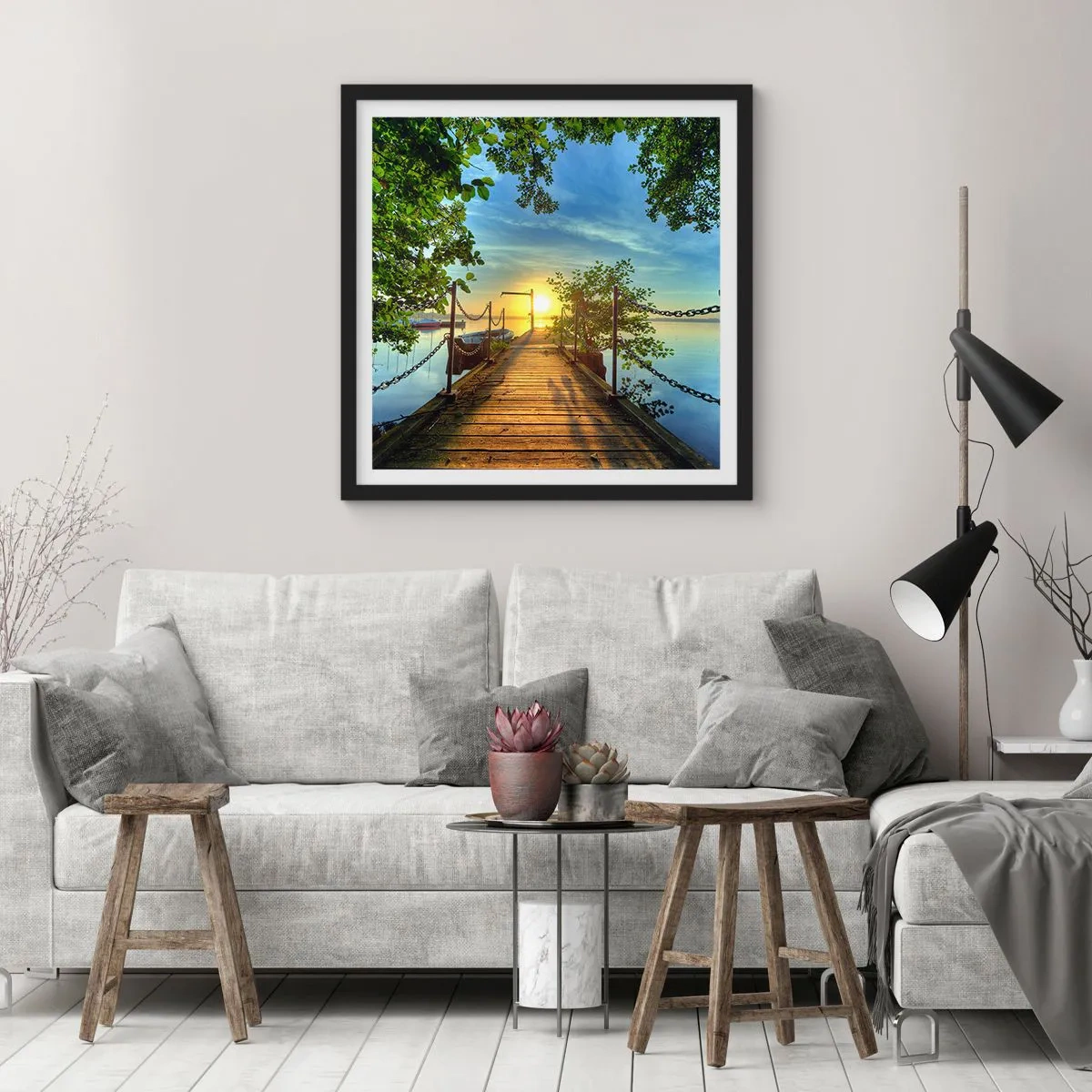 Poster in einem schwarzem Rahmen - Westen auf dem Wasser - 40x40 cm