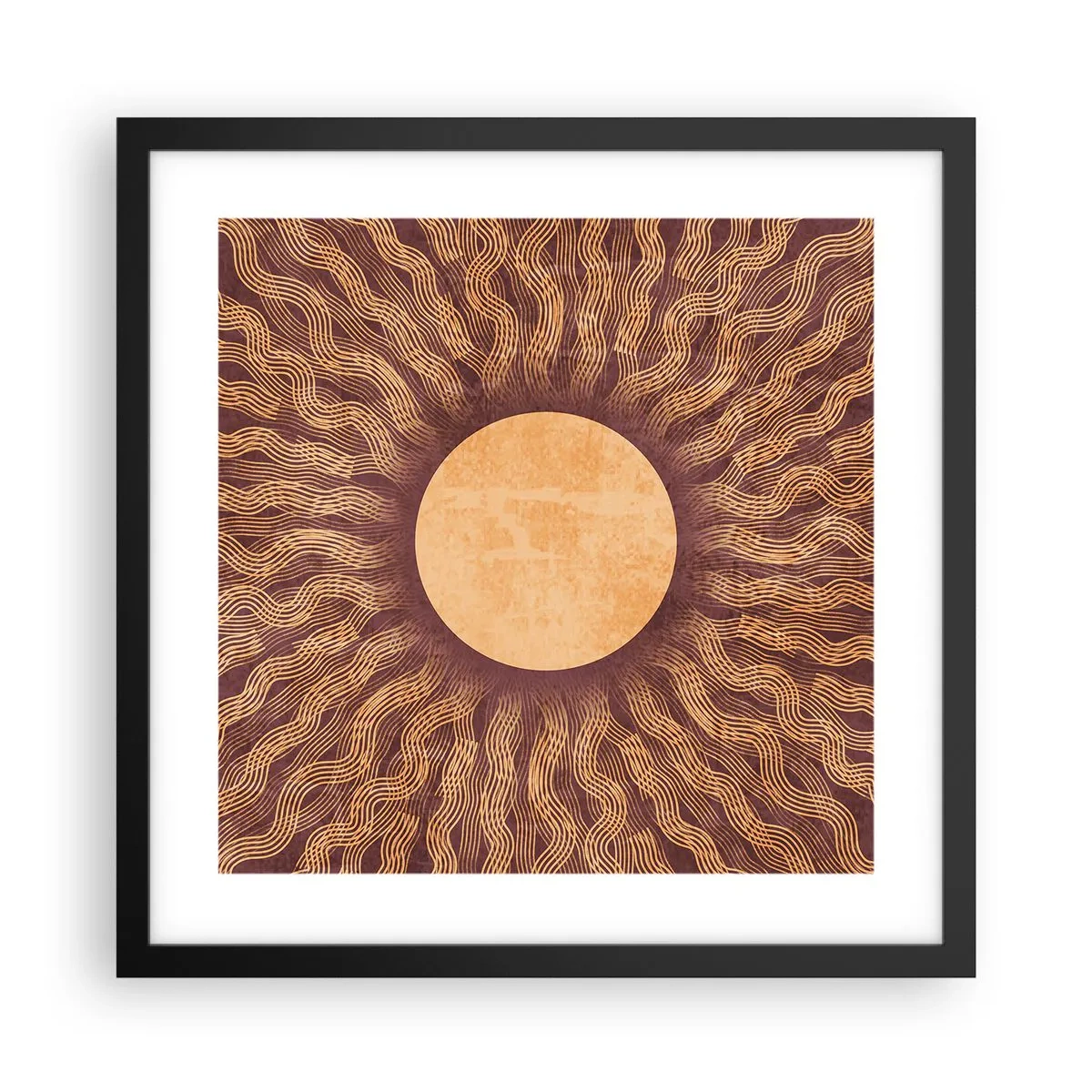 Poster in einem schwarzem Rahmen - Sonnensymbol - 40x40 cm