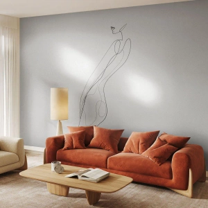 Fototapete Premium Canvas - Eine minimalistische Linie, die eine Silhouette vor einem hellen Hintergrund zeigt - 100x70cm - Bloß ein Versprechen - Moderne Wanddekoration für Wohnzimmer und Schlafzimmer ARTTOR