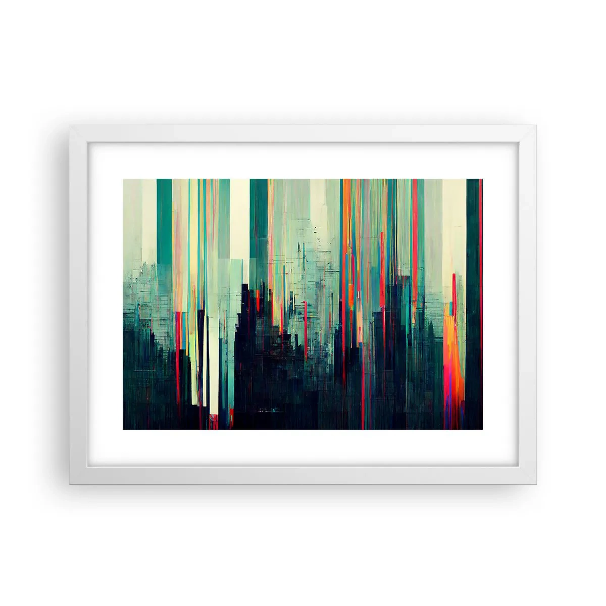 Poster in einem weißen Rahmen - Futuristische Stadt - 40x30 cm