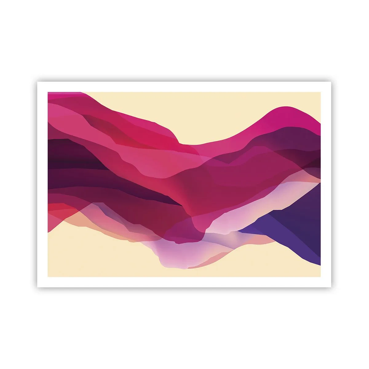 Poster - Abstrakte Wellen in Lila- und Rosatönen auf hellem Hintergrund - 100x70cm - Lila Wellen - Moderne Wanddekoration für Wohnzimmer und Schlafzimmer ARTTOR