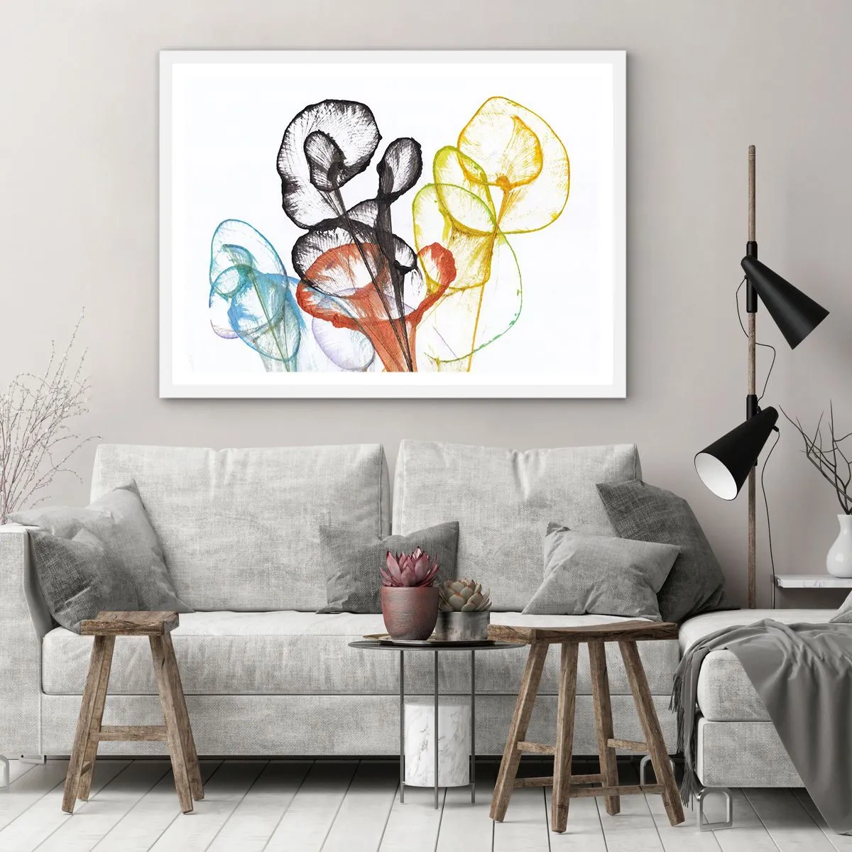 Poster in einem weißen Rahmen - Blumen mit Seele - 70x50 cm