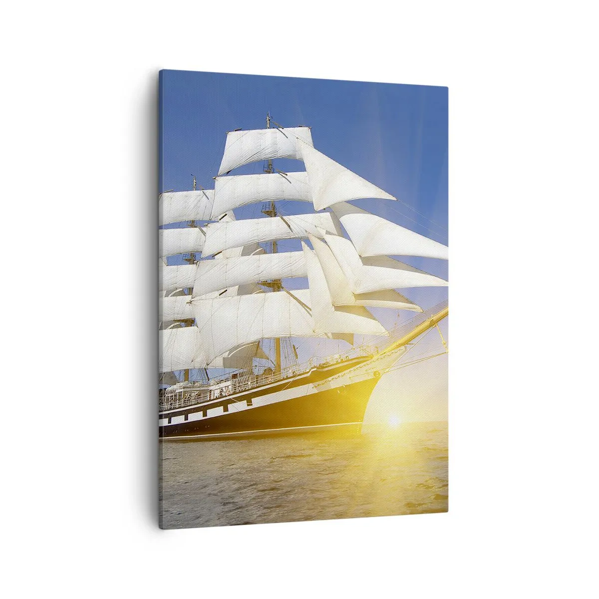 Bild auf Leinwand - Leinwandbild - Ein Segelschiff auf See im Licht der untergehenden Sonne - 50x70cm - Ihre Zeit wird nie vergehen - Moderne Wanddekoration für Wohnzimmer und Schlafzimmer ARTTOR