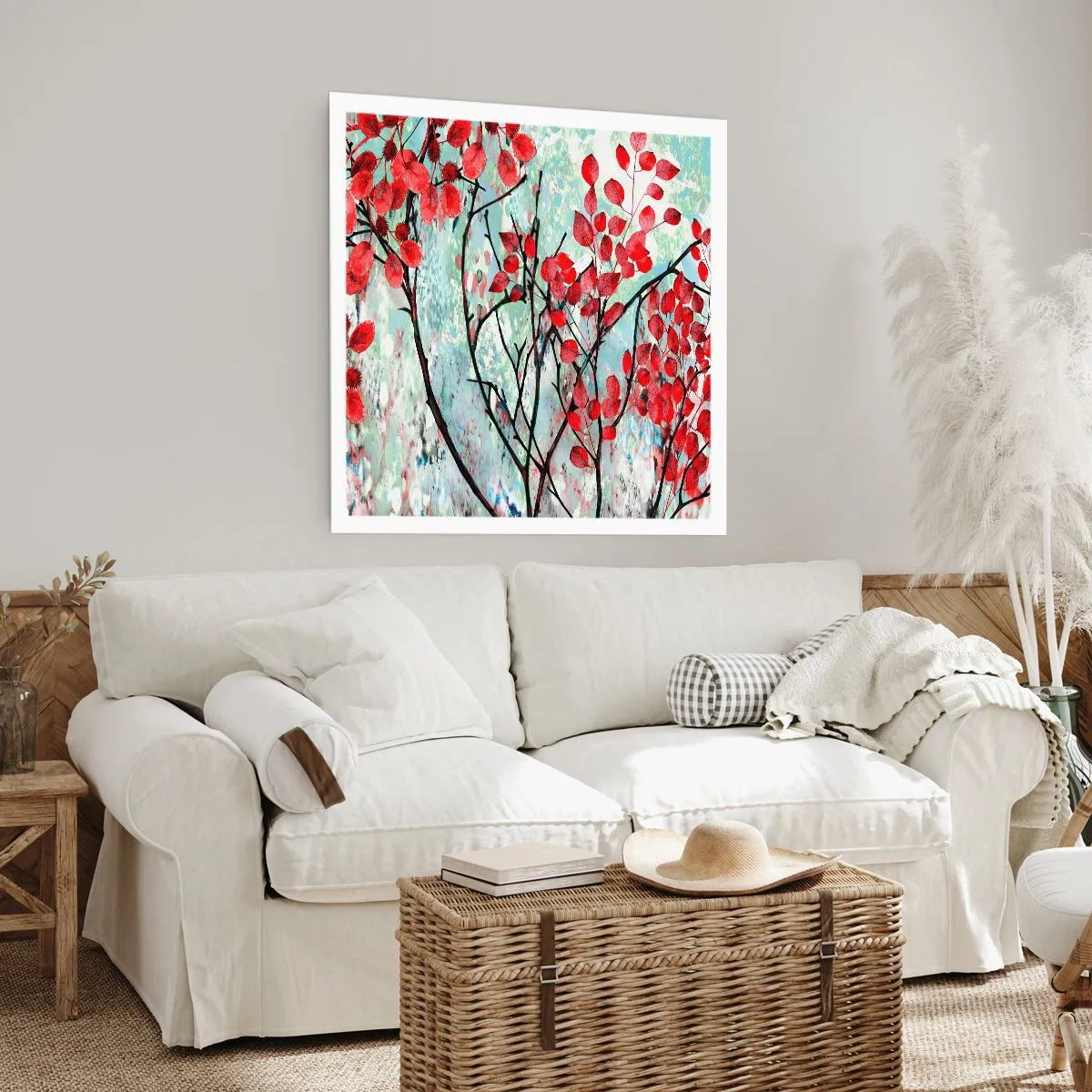 Poster - Baum in Scharlachrot - 30x30 cm