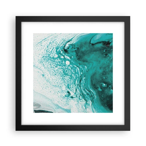 Poster in einem schwarzem Rahmen - Verschmelzen in Weiß und Türkis - 30x30 cm