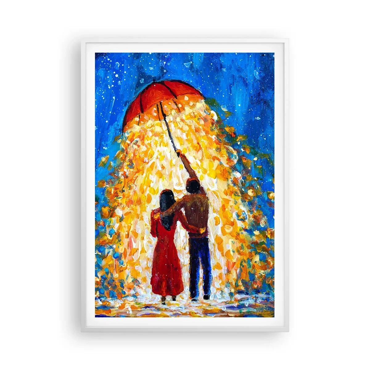 Poster in einem weißen Rahmen - Zauber eines Regenabends? - 70x100 cm