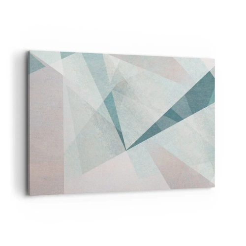 Bild auf Leinwand - Leinwandbild - Geometrische Formen in Pastelltönen von Blau und Grau - 100x70cm - Einfach aber dynamisch - Moderne Wanddekoration für Wohnzimmer und Schlafzimmer ARTTOR