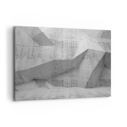 Bild auf Leinwand - Leinwandbild - Geometrische Betonformen in Grau - 100x70cm - Eine echte Herausforderung - Moderne Wanddekoration für Wohnzimmer und Schlafzimmer ARTTOR