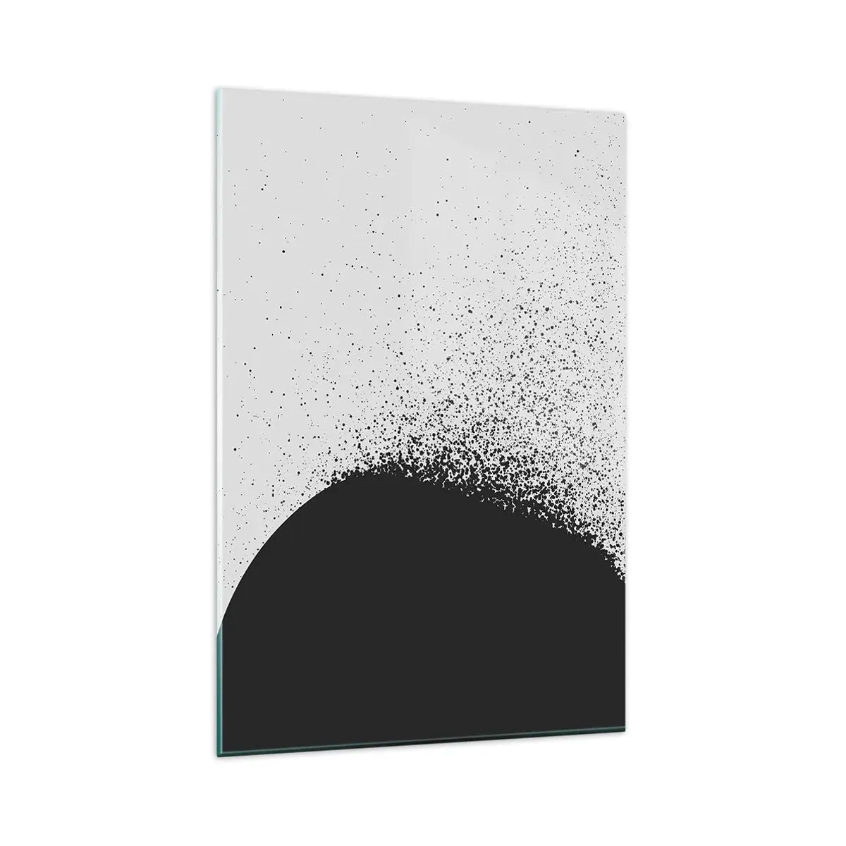 Glasbild - Bild auf glas - Abstraktes Muster mit schwarzen Partikeln auf hellem Hintergrund - 80x120cm - Bewegung von Molekülen - Moderne Wanddekoration für Wohnzimmer und Schlafzimmer ARTTOR