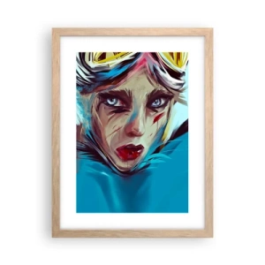 Poster in einem Rahmen aus heller Eiche - Strassenkämpferin - 30x40 cm