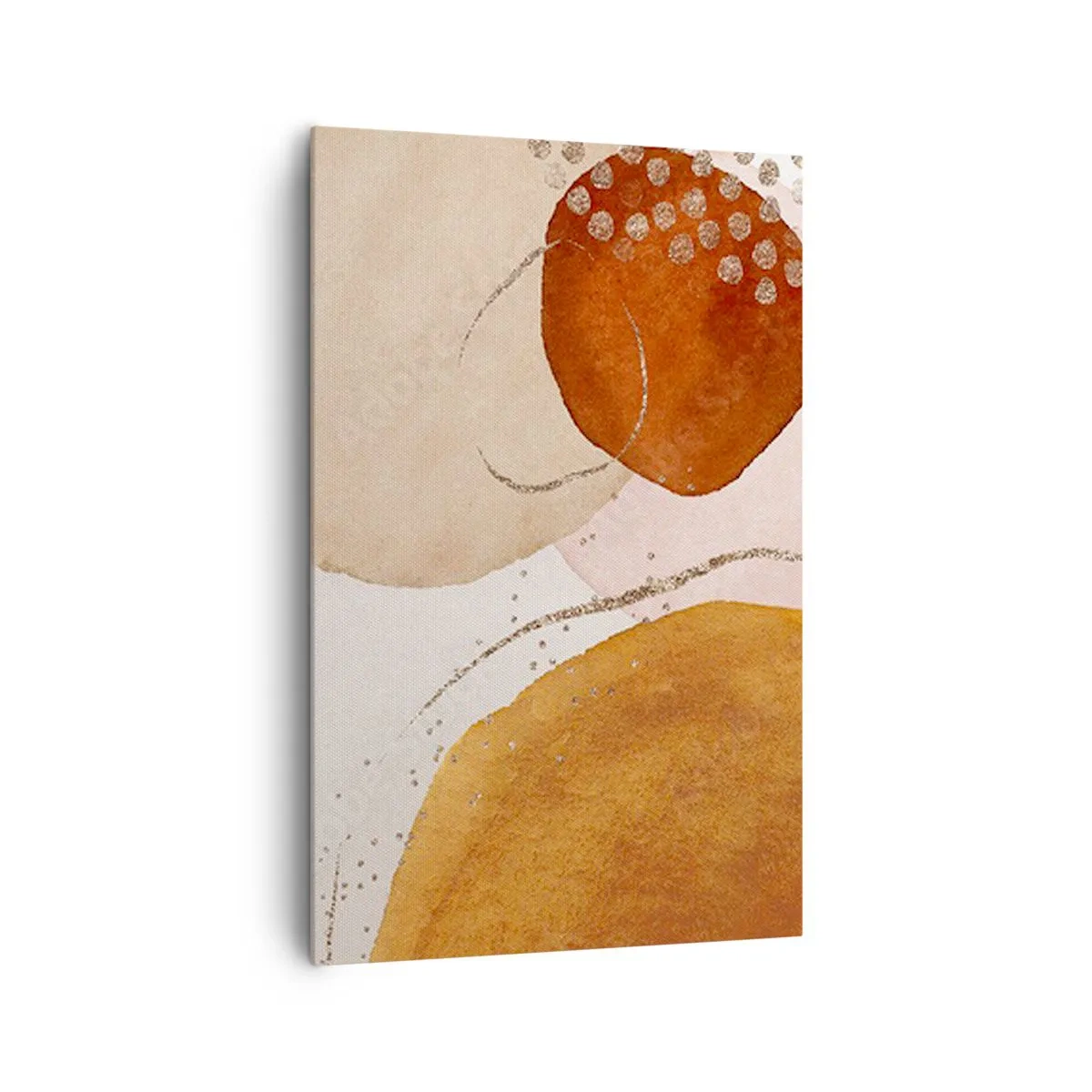 Bild auf Leinwand - Leinwandbild - Abstrakte Formen in warmen Braun- und Goldtönen - 80x120cm - Rundheit und Bewegung - Moderne Wanddekoration für Wohnzimmer und Schlafzimmer ARTTOR