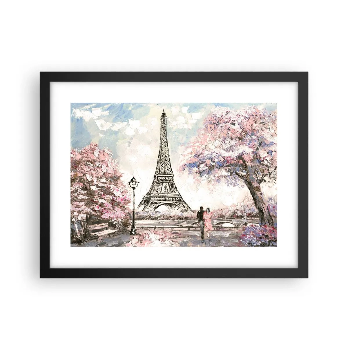 Poster in einem schwarzem Rahmen - Aprilspaziergang durch Paris - 40x30 cm