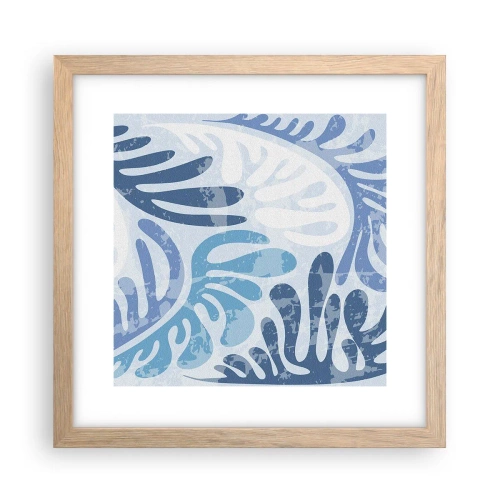 Poster in einem Rahmen aus heller Eiche - Blaue Farne - 30x30 cm