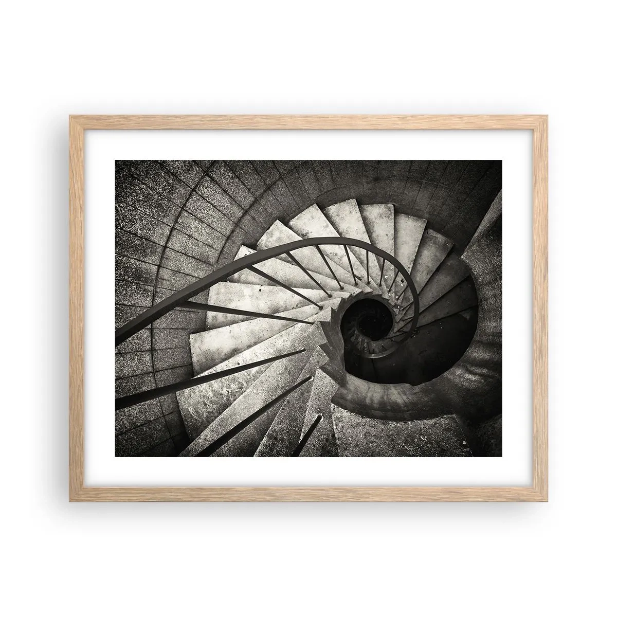 Poster in einem Rahmen aus heller Eiche - Treppe hoch, Treppe runter - 50x40 cm