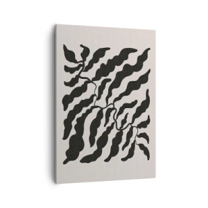 Bild auf Leinwand - Leinwandbild - Zweige mit Blättern in Schwarz auf hellem Hintergrund - 50x70cm - Natur des Quadrats - Moderne Wanddekoration für Wohnzimmer und Schlafzimmer ARTTOR