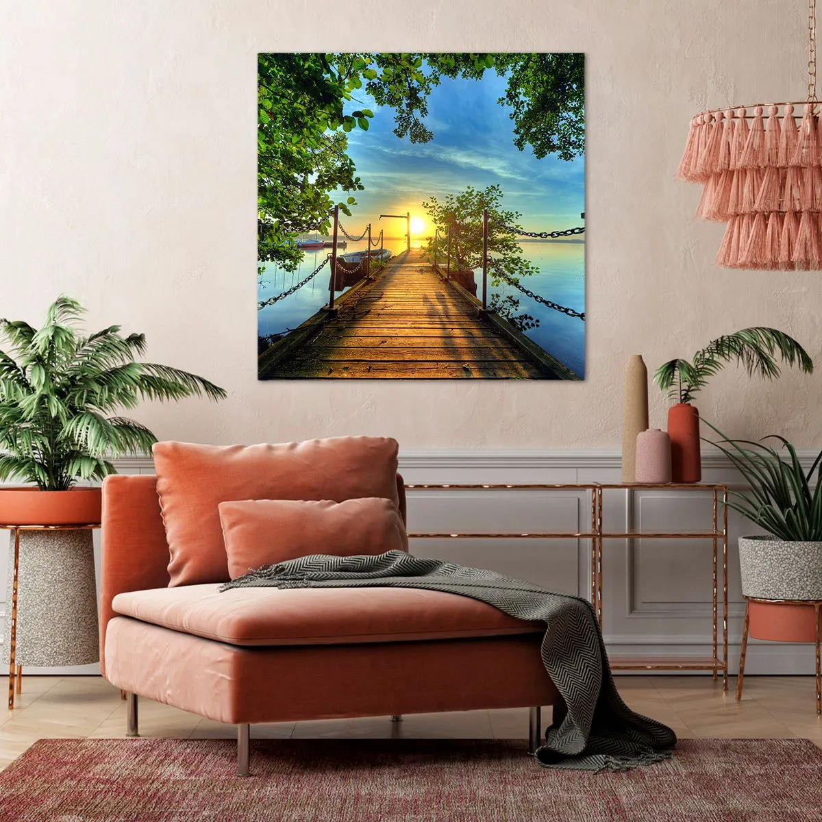 Bild auf Leinwand - Leinwandbild - Westen auf dem Wasser - 50x50 cm