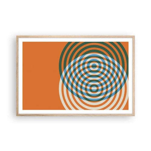 Poster in einem Rahmen aus heller Eiche - Abstrakte kreisförmige Variation - 91x61 cm