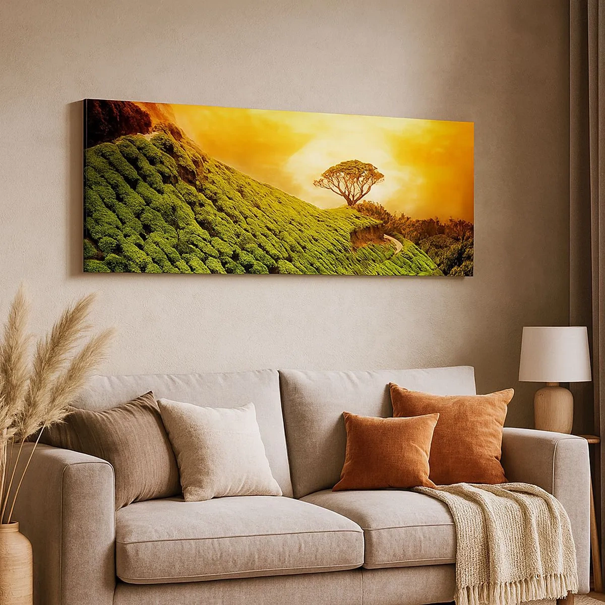 Bild auf Leinwand - Leinwandbild - Ein gewundener Weg, ein grüner Hang - 100x40 cm